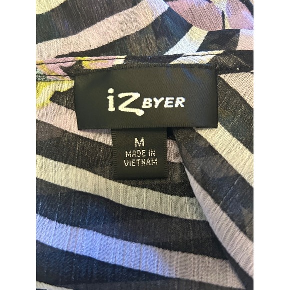 VTG Y2K Iz Byer Purple Striped Floral Sleeveless Womens Top Size M - Picture 3 of 7